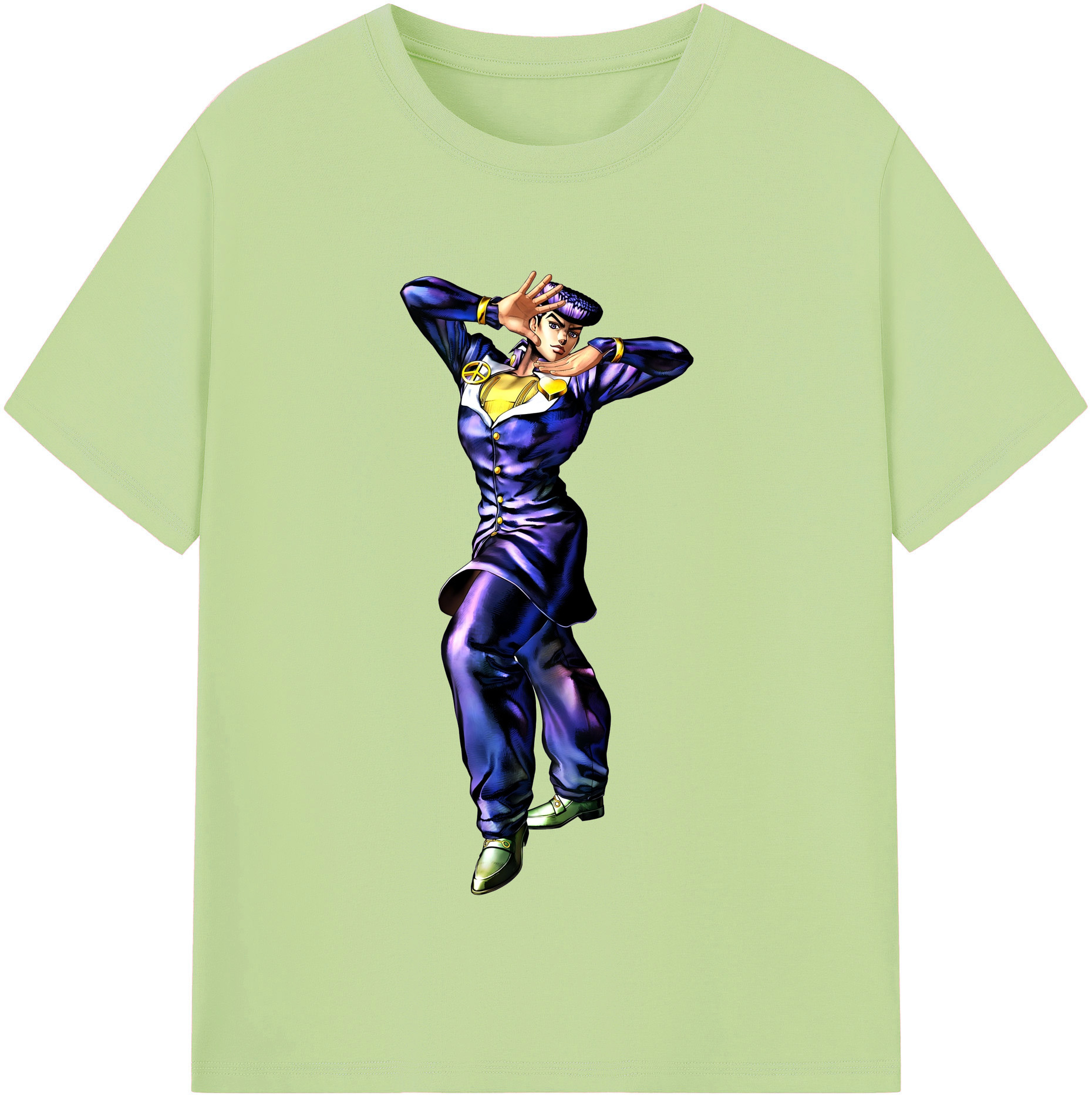 （画像用） ジョジョの奇妙な冒険 ひがしかた じょうすけ JoJo's Bizarre Adventure Higashikata Josuke 綿100％半袖Tシャツ（フロントプリント）